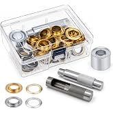 QWORK 3/4" Grommet Tool Kit, 50 Sets Grommet Setting Tool, Copper Grommets Eyelets for Canvas, Shoes, Clothing