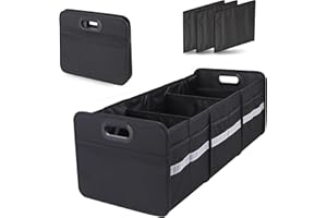 Homeve Large Collapsible Trunk Organizer with Multi Pockets, 3 Compartments Storage Organizer for Car, SUV, Minivan