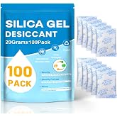 VOISEN 20 Gram 100 Pcs Color-Indicating Silica Gel Packets | Premium Food Grade Desiccant, Desiccant Packets for Storage, Premium Desiccant Packs for Food, Electronics, Closet