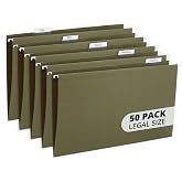 Blue Summit Supplies 50 Legal Size Hanging File Folders, Green | Standard Green, 12.5pt, 1/5 Cut Tabs, for Legal Charts, Client Files, and Bulky Documents