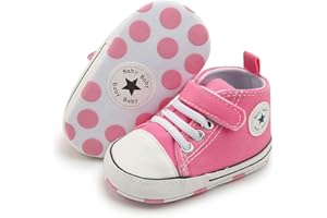 KIDSUN Unisex Baby Boy Girl Canvas Sneaker Soft Sole Infant Lace up Newborn Ankle Toddler First Walkers Crib Shoes