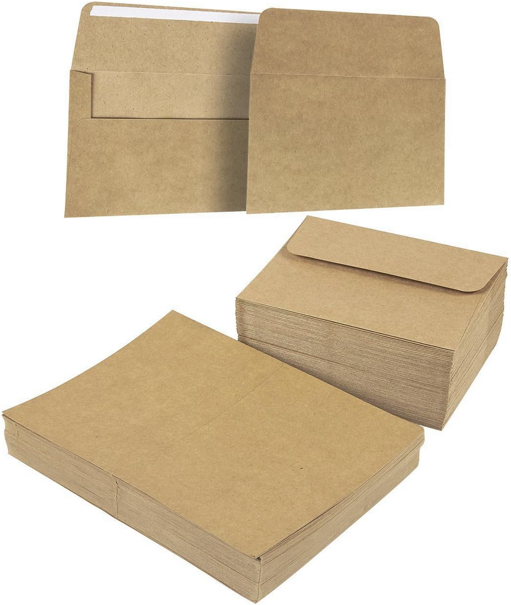 100Piece Brown Kraft Paper A7 Envelopes and 100Sheet HalfFold