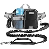 ETACCU Hands Free Dog Leash with Phone Pouch, Water Bottle Holder - Adjustable Waist Belt 19-38 Inch Belt Leash for Running, Reflective Shock Absorbing 48"-70" Extendable