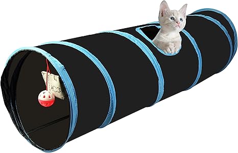 Cosy Life Tunnel Pour Chat Avec Jouet Tunnel De Jeu Pour Petits Animaux 86 X 25 Cm Couleur Noir Bleu Amazon Fr Animalerie