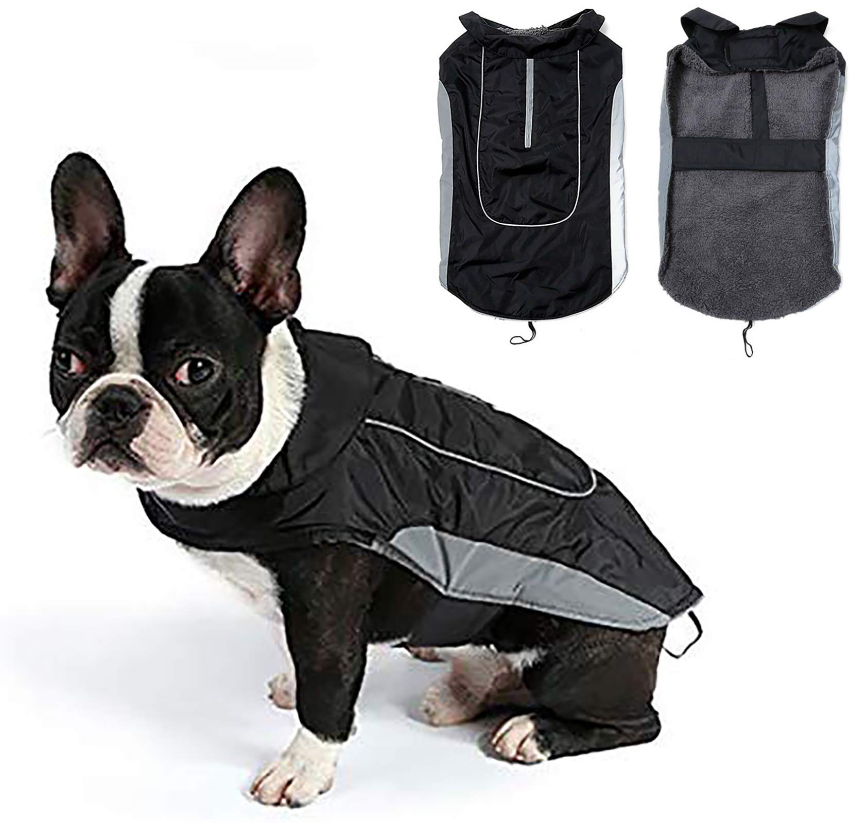 Morezi Dog Warm Coats Jackets Waterproof Coats with Harness Hole Puppy Coat for Small Medium Dogs - Black - XL