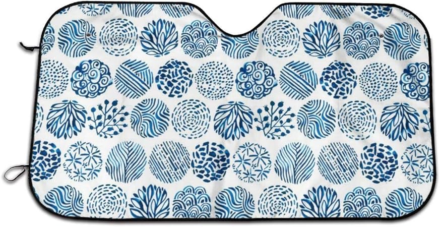 Amazon 丸い水色 インディゴ 車サンシェード フロントシェード ガラス 車用遮光 サンシェード 紫外線対策 折りたたみ式 吸盤付き 遮熱 日焼け防止 汎用 車用品 サンシェード 車 バイク