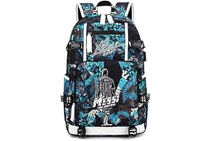 fanwenfeng Soccer Player Star Lionel Messi Multifunction Backpack Travel Student Backpack Football Fans Bookbag For Men Women (Style 8)