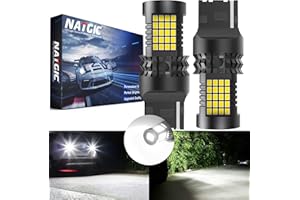 NATGIC Xenon White 7440 T20 W21W LED Bulbs For Reverse Light Canbus Error Free Built-in Resistor No Hyper Flash No Error,Auto