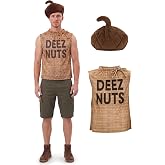 PARTY TELLER Funny Acorn Costume for Men, Adult Nut Sack Halloween Costume with Hat for Party Cosplay