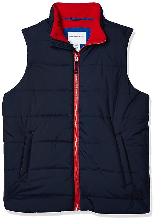 Amazon Essentials Boys' Heavyweight Outerwear Puffer Vest, Navy, Large