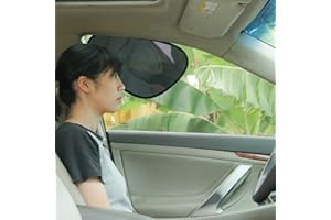 TFY Car Side Window Sun Shade - Static Cling Dark Transparent Film for Low-Angle Sunlight, UV Protection, Heat Reduction, Easy Install & Removable Sun Visor for Driver and Passenger, 2 Pieces