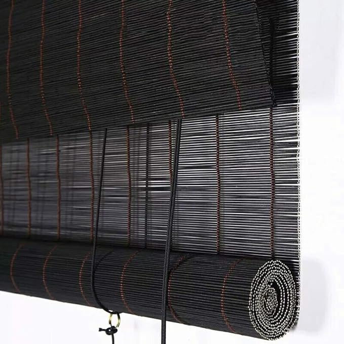 Koovin Bamboo Roller Blinds, Natural Roman Shades for