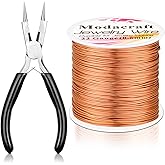 Modacraft 22 Gauge Copper Wire for Jewelry Making with 4 in 1 Plier, 164Ft/0.6mm Craft Beading Pure Bare Copper Wire for Jewelry Making Supplies and Crafting