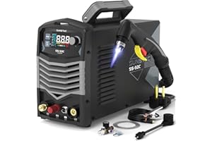 Sunstac Plasma Cutter, Non-Touch Pilot Arc 50Amps Non-High Frequency Plasma Cutting Machine with Large LCD Display 110/220V Dual Voltage IGBT Inverter 4/5 Inch Max Cut 2T/4T, for Beginners DIY