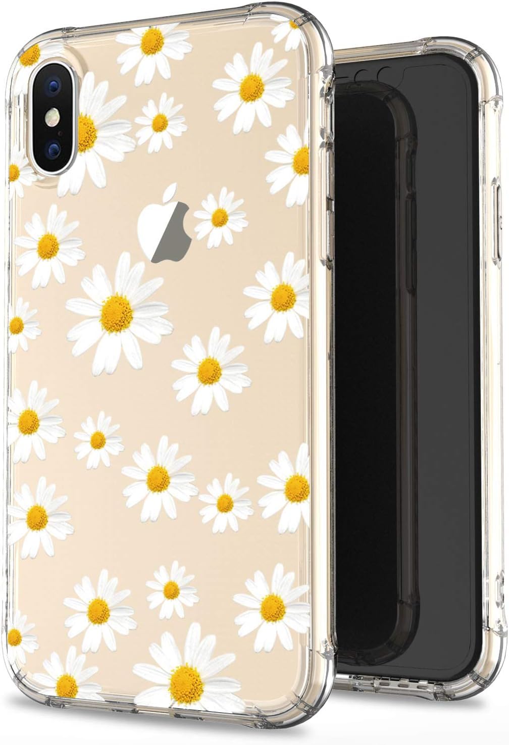 JIAXIUFEN Clear Case Cute Girl Daisies Slim Shockproof Flower Floral Desgin Soft Flexible TPU Silicone Back Cover Phone Case for iPhone Xs Max 2018 6.5 inch