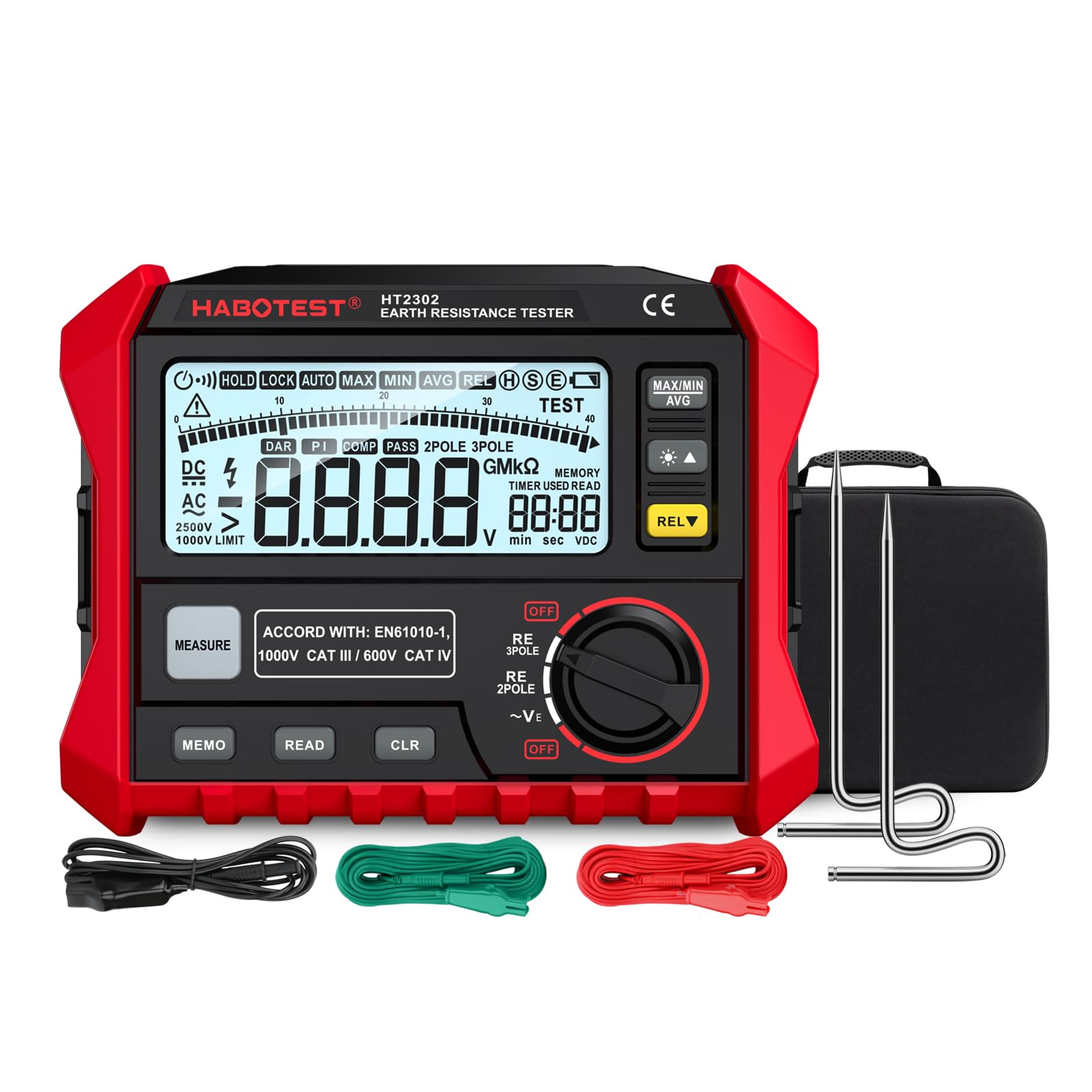 Digital Earth Ground Resistance Tester HT2302