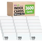 BGUP 3600 PCS Index Cards Bulk, 3x5 Flash Cards for Studying, White Notecards Lined, Ruled Index Cards for School, Home and Office, 100 Per Pack, (36 Pack)