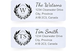 LUXTERIC Set of 180 Self Adhesive Personalized Monogram Return Address Labels, Custom Stickers for Postage, Invitations, and 