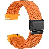 WOCCI 22mm Braided Nylon Watch Band for Men and Women, Quick Release, Black Stainless Steel Buckle (Orange)