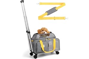 pidipiti 18x13.5x9 TSA Approved top Expandable Rolling pet Carrier for Small Dog Puppy cat up to 8 lbs and 17'' in,Soft Sided for Spirit Southwest Airline,with 4 Wheels and 2 Pockets(Grey).