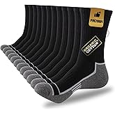 COOPLUS Mens Cotton Cushioned Crew Socks Athletic Running Moisture Wicking Performance Work Boot Socks for Men 6 Pairs