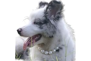 KEPUDENGEN Exquisite and Adjustable Dog Necklace: Elegant Pearl Necklace for Dogs, Occasions and Gatherings (13-14.5 inches)