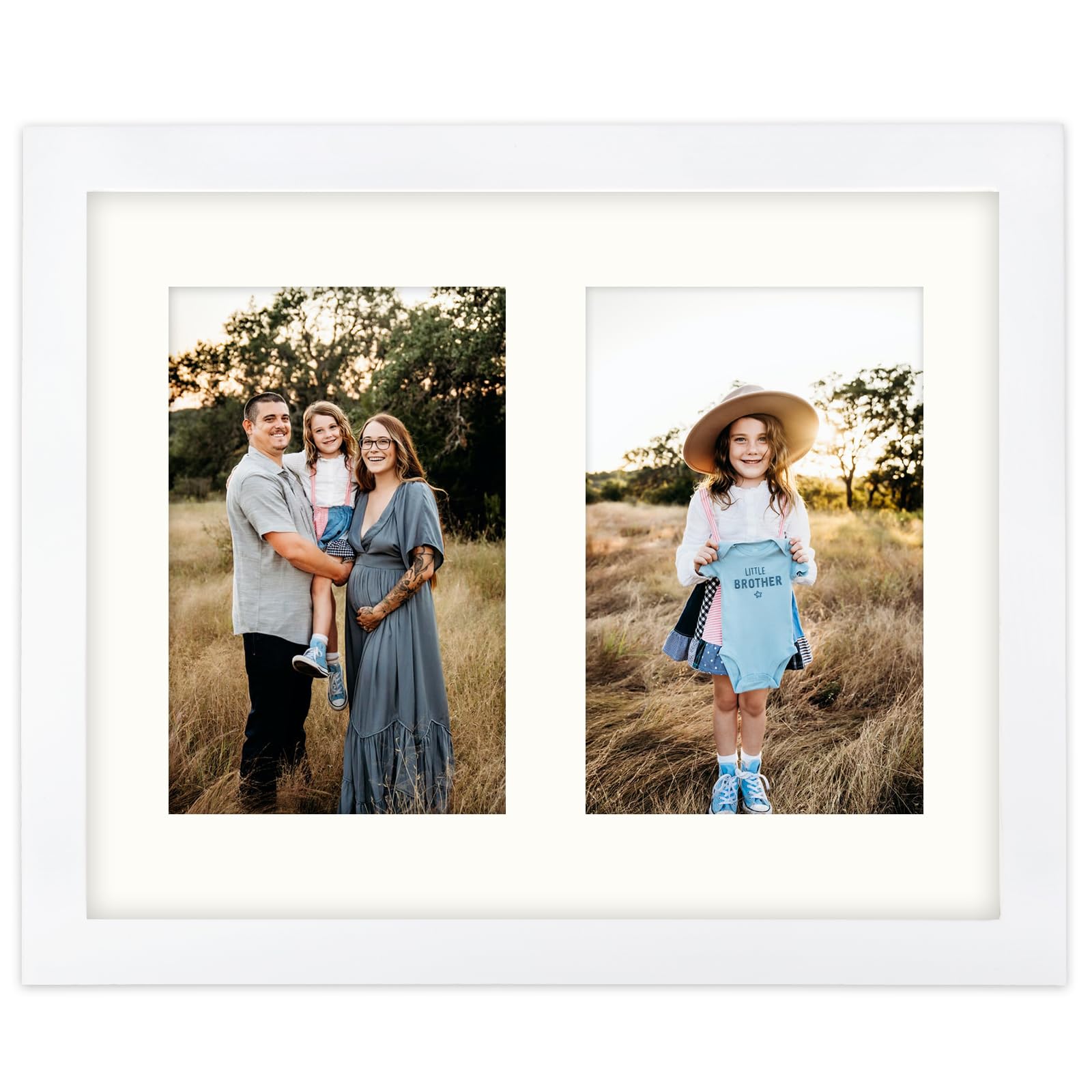 AVEAX 8x10 (20x25 cm) Photo Frame Display Double 4x6 Frames Multiple Photos, White — image 1