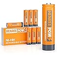 Henreepow 1.2v Rechargeable AA Batteries, 2000mAh High Capacity AA Rechargeable Batteries, True Capacity, 1500 Recharge Cycles, Long Lasting, Pre-Charging，Low Self-Discharge (AA-2000mAh-8pack)