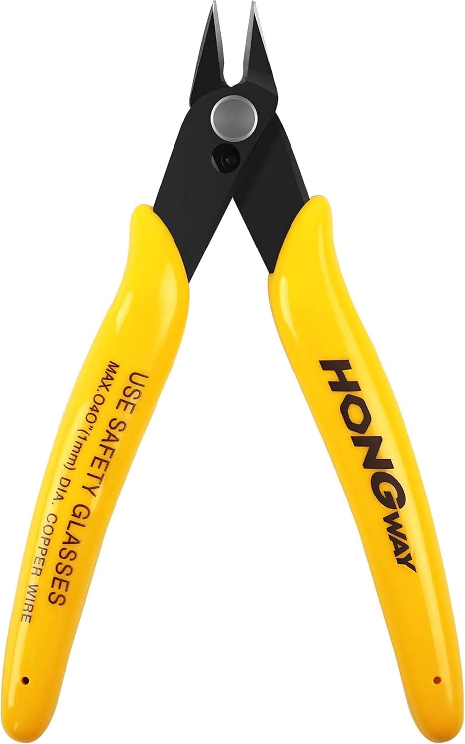 HongWay 1 Pack 170 Micro Wire Cutter, Shear Cutter, Small Side Cutting Clippers with Internal Spring, for Electronics, Heating Wire, Model Sprue, Soft Copper Wire, 5 in, Yellow - - 
