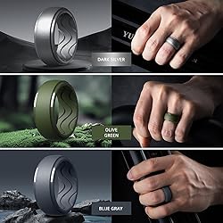 Egnaro Men's Silicone Rings 10mm Wide 2.5mm