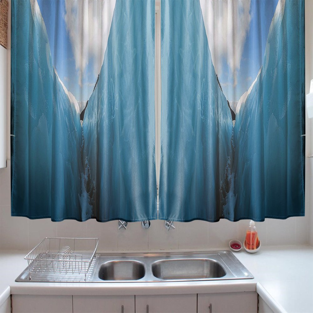 Amazoncom OFloral Kitchen Curtains Nature Frozen Ice Mountains