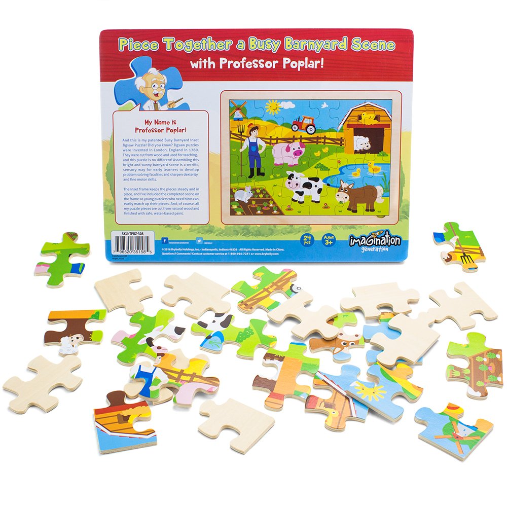24pcs By Imagination Generation Tpuz 308 Professor Poplars Busy Barnyard Inset Wooden Jigsaw Puzzle Puzzles Jigsaw Puzzles Kiririgardenhotel Com