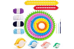 VGOODALL 18PCS Knitting Loom Set, Round & Rectangle Looms, Pompom Maker, Yarn Skeins, Acrylic Knitting Crochet Supplies for H