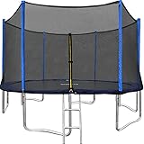 ORCC 15FT 12FT Trampoline with Enclosure Net and Wind Stakes Rain Cover Ladder are Included Spring Pull T-hook 2016 Upgrade