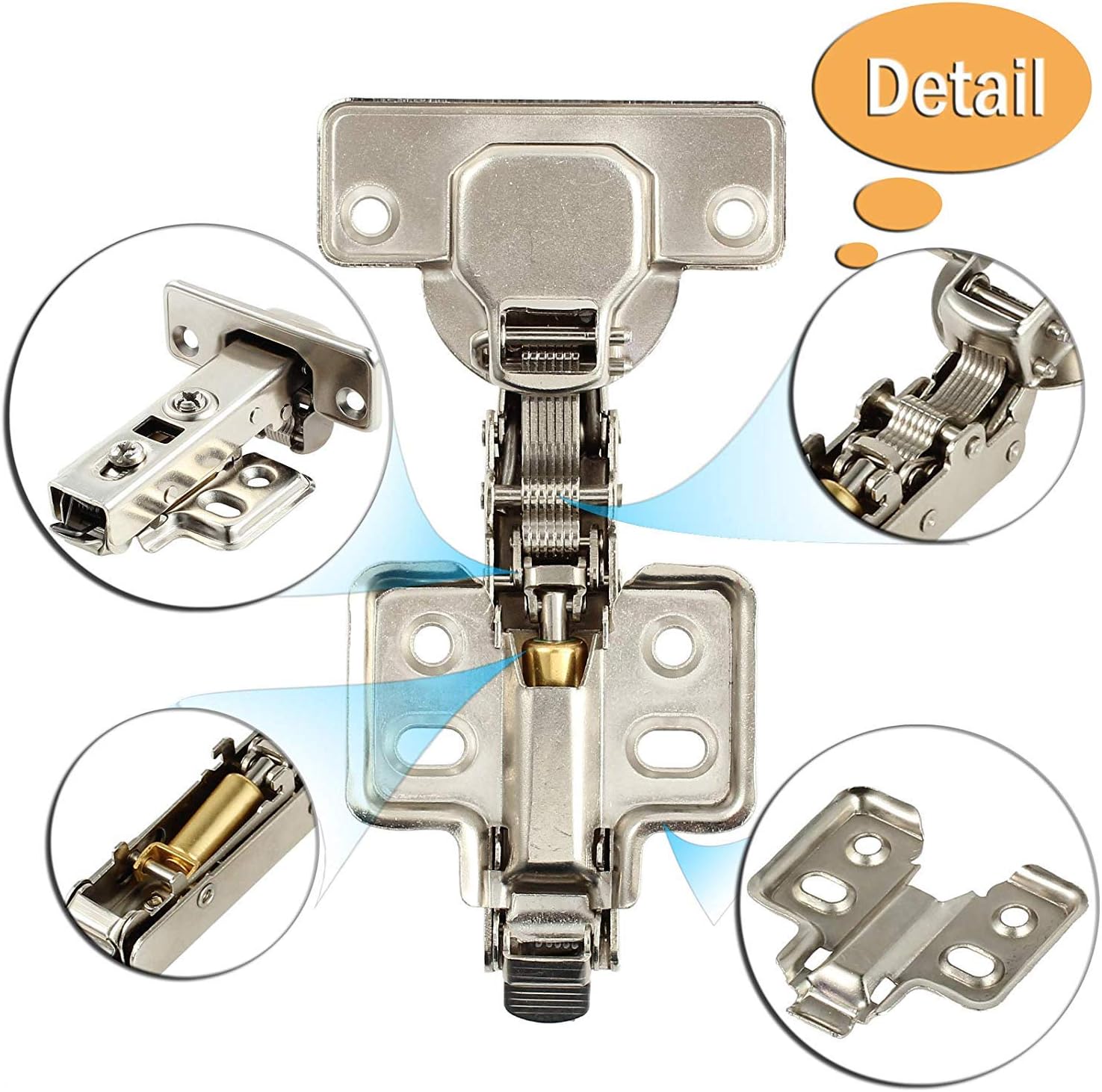 Neoteck Soft Close Cabinet Door Hinges 20 PCs 110 Degree Steel Kitchen Cabinet Cupboard Door Hinge Slow Shut Clip-On Plate 35mm for B&Q IKEA Mfi Wickes Other Types of Cabinets Door and Lift-Off Door - Image 5