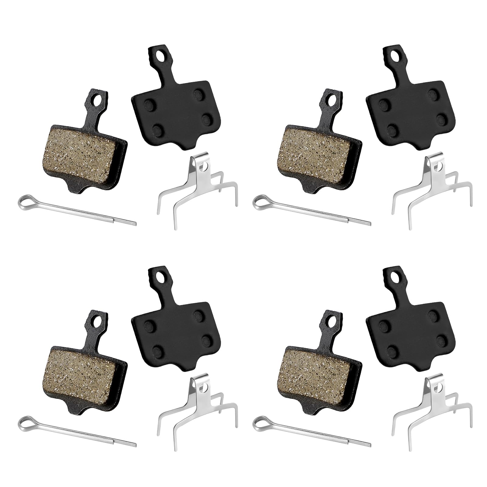4 Pairs Bike Brake Pads, Resin Semi-Metal Mountain Bicycle Disc Brake Pads Replacement Compatible with Sram Brake Pads Avid Elixir E1 E3 E5 E7 E9 ER CR XO XX DB1 DB3 DB5