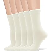 Women's Soft Thin Viscose Bamboo Crew Socks, Fit Stretchy Casual, Business, Dress Calf Sock 5 Pairs