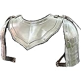 Generic Medieval Iron Gorget with Pauldrons Gothic Spaulders Arm Shoulder Guard Set Knight Templar Crusader Fatnatsy Warrior Armor Steel Neck Protector SCA LARP Knight Vembrace Pair Costume Adult