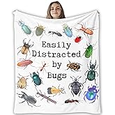 CosxHabitat Insect Gifts Blanket, Entomology Gifts, Bug Lover Gift for Kids Women Men, Easily Distracted by Bugs Throw Blankets for Sofa Couch Bedroom Living Room Home Decor, 50x60 Inches