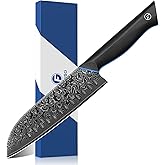 FINTISO 7-Inch Kitchen Knife, 67-Layer Japanese Damascus Steel Chef's Santoku With G10 Handle - Professional Cooking Tool for Home and Kitchen