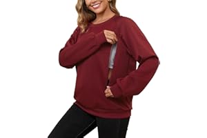 DEBELLY Nursing Friendly Sweatshirt for Breastfeeding Women Dual Zippers Nursing Top Long Sleeve Crew Neck Casual Wear