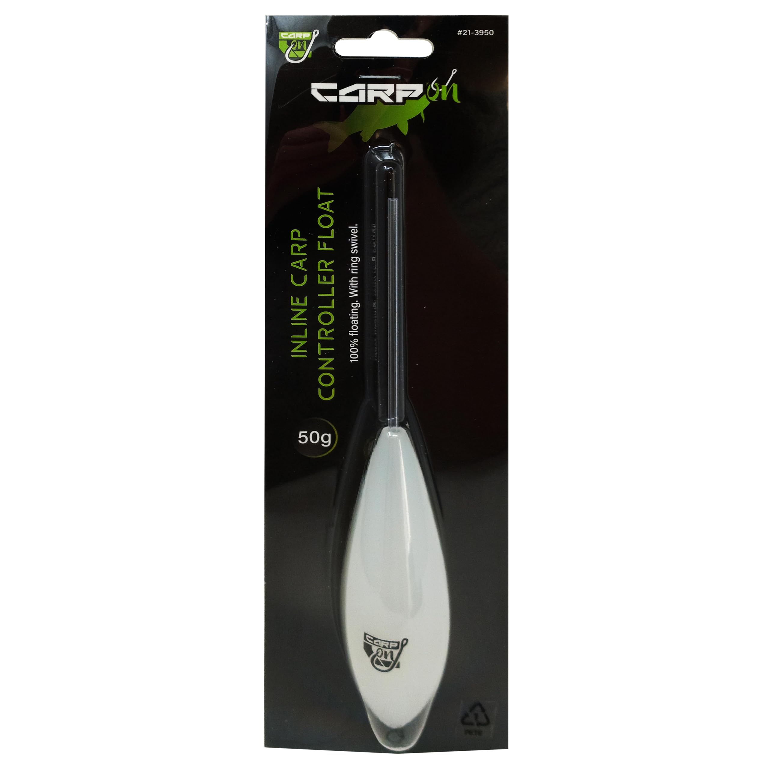 Carp On - Inline Carp Controller Float 15g / 30g / 50g - Floating Inline Surface Bomb Aerodynamic With Ring Swivel (30, grams) [21-3930]