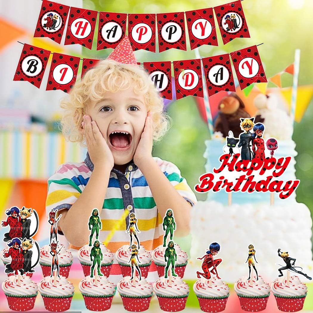 Miraculous Ladybug Party Supplies Set Joyeux Anniversaire Decorations De Fete Fournitures Accessoires Banniere Cupcakes Decorations Et Accessoires De Fetes Fournitures De Loisirs Creatifs Centroarco Com