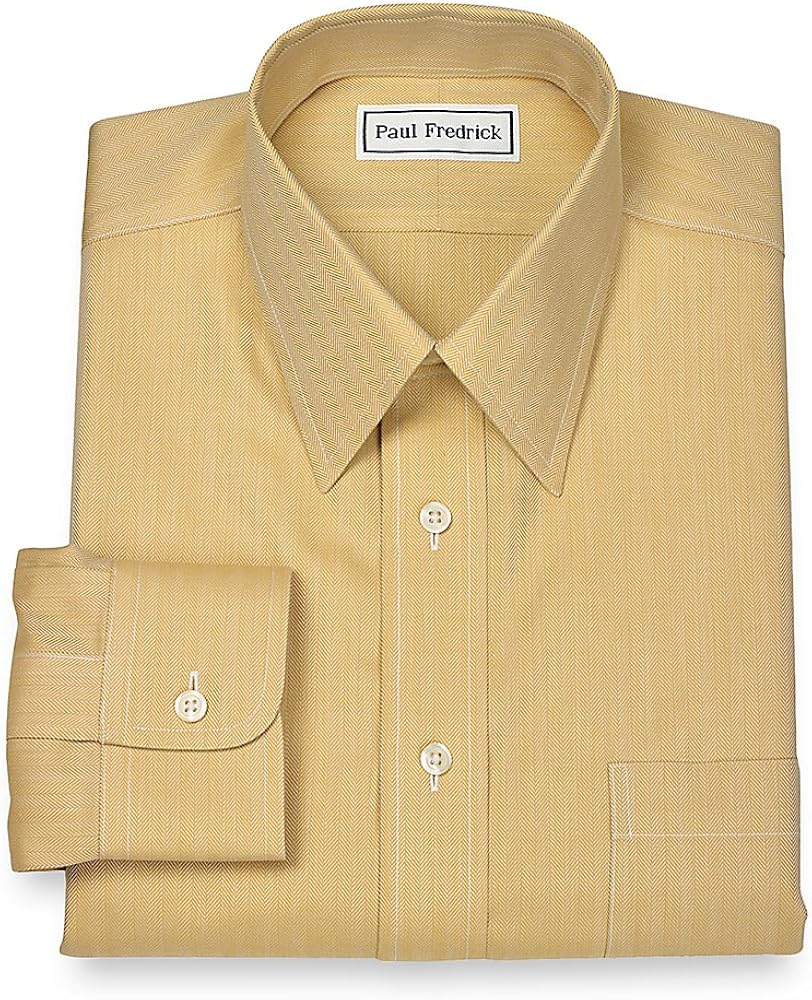 Paul Fredrick Men's NonIron Straight Collar Dress Shirt Gold 18.5/38