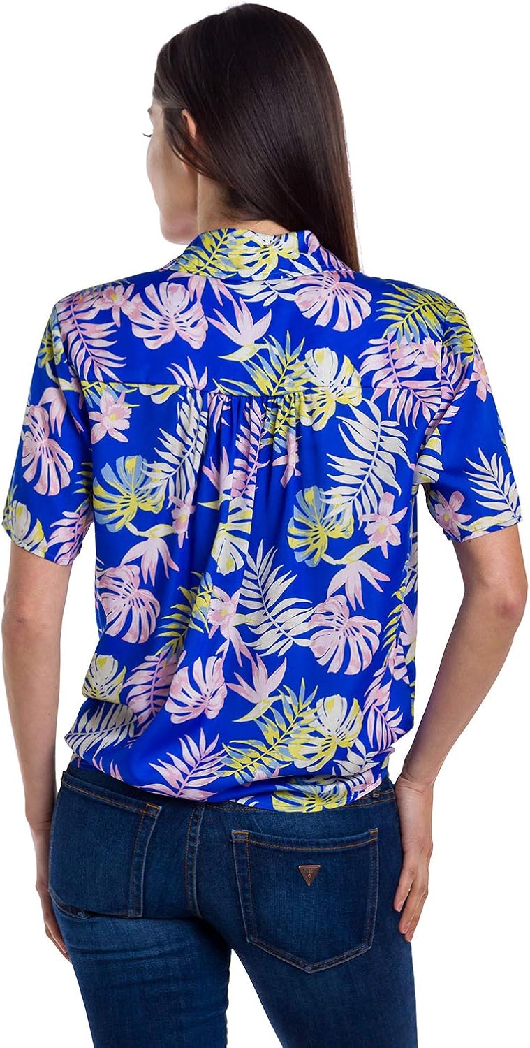 Women's Bright Hawaiian Shirt for Summer - Tropical Tie Front Top Aloha Shirts at  Women’s Clothing store