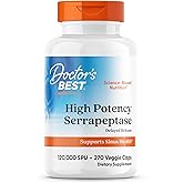 Doctors Best High Potency Serrapeptase, Supports Sinus Health, Non-GMO, Vegan 270 Veggie Caps