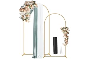 PARSEBIO Wedding Arch Backdrop Stand Set of 2 (7.2FT, 6FT),Gold Metal Arch Backdrop Stand,Balloon Arch Stand for Wedding Ceremony Baby Shower Outdoor Indoor Birthday Party Graduation Decoration