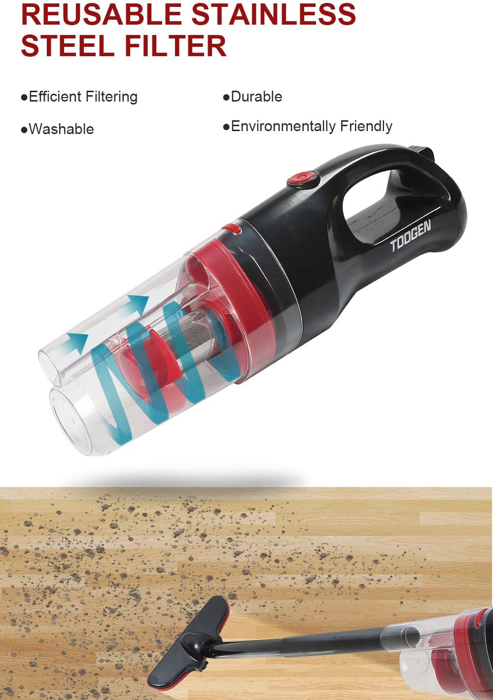Amityke Handheld Vacuum Cleaner Cordless, Pet Hair Vacuum with Blow Function and Powerful Suction 2000mAh Li-ion Battery Portable Lightweight 6 Accessories for Home Car Carpet -