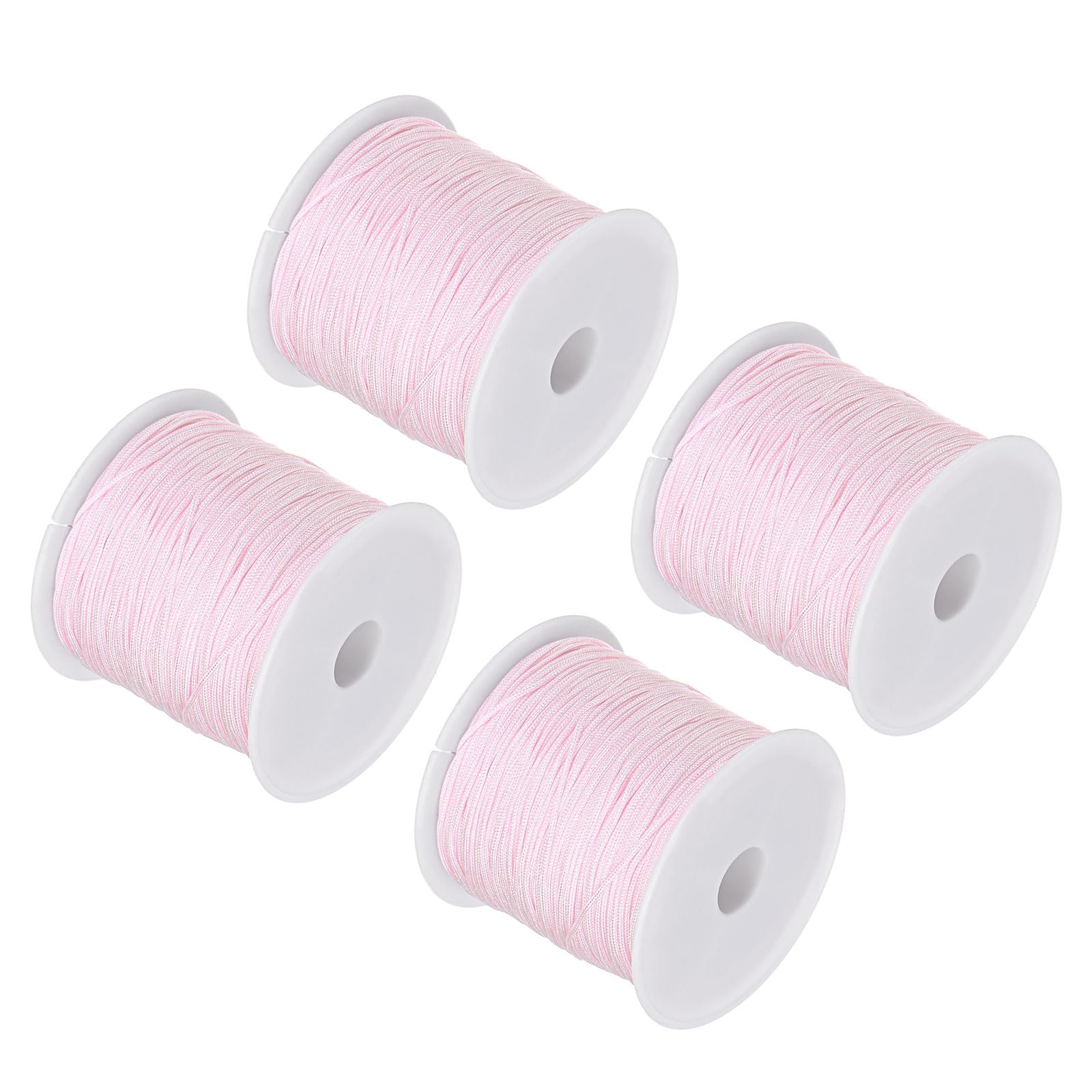 CoCud Nylon Knotting Cord, 0.8mm Dia 50 Yards 45m Length, Nylon Soft Smooth Beading Thread Pale Pink - (Applications: for DIY Craft Red), 4-Pieces