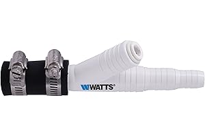 Watts Premier Universal Dishwasher / Drain Line to Garbage Disposal Adapter for Reverse Osmosis Systems, Push-In Fitting & Barb, Hose Coupler, Marine Stainless Steel Hose Clamps, No Drilling Required